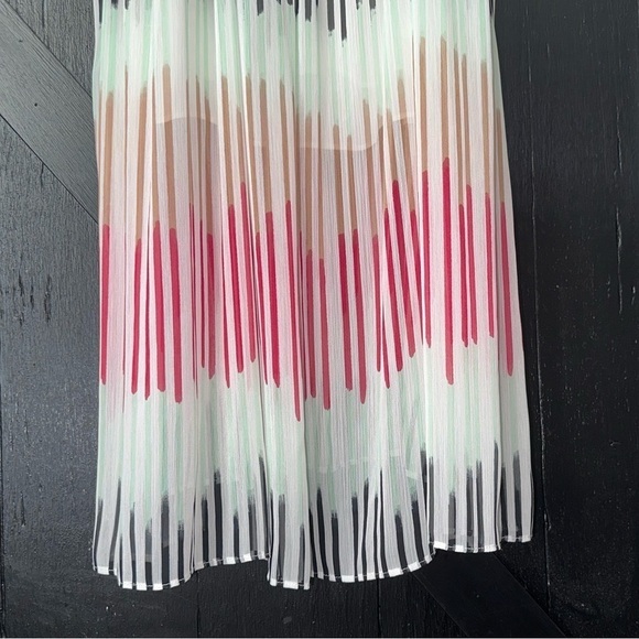 Alice + Olivia Zuri Abstract Square Neck Pleated Flowy Chiffon Midi Dress Sz XS - Picture 6 of 13